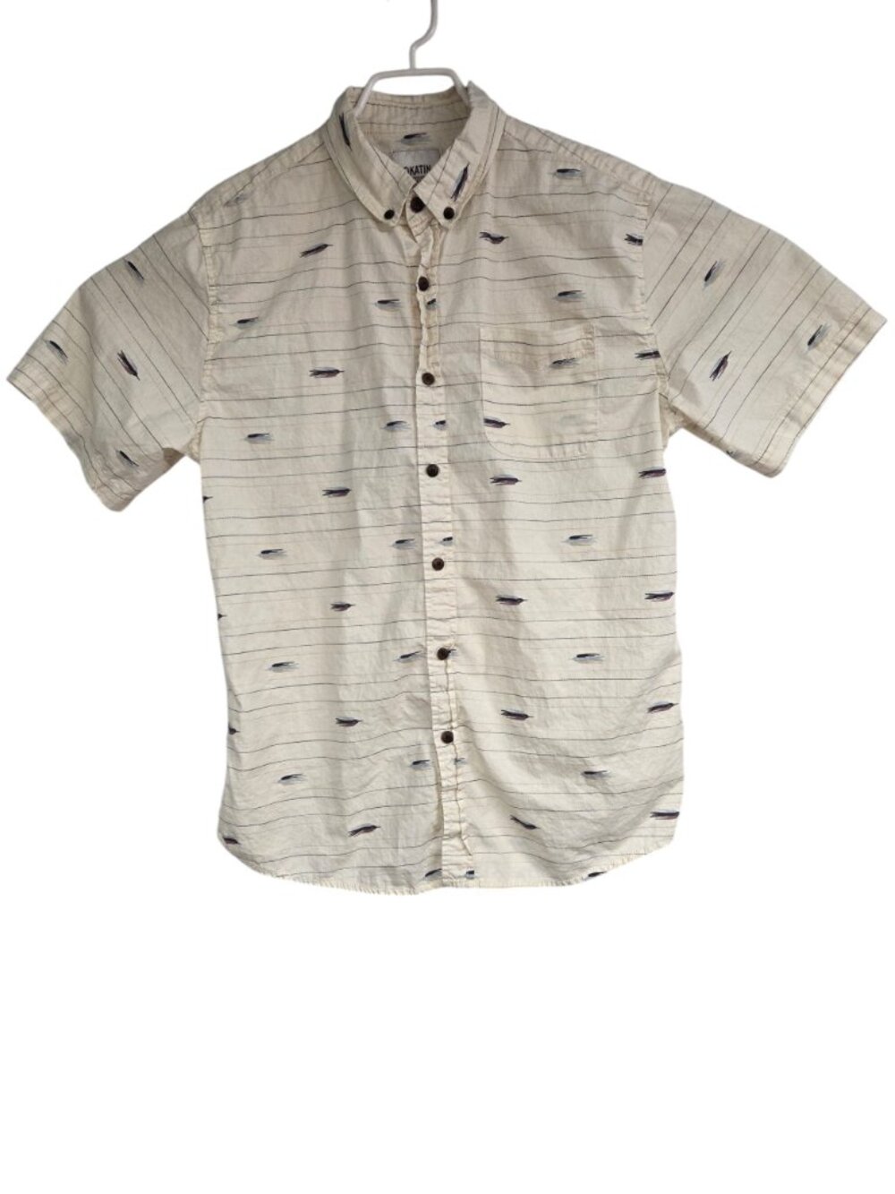 Katin Men's XL Shirt Beach Surf Short Sleeve Button Up Abstract Bird in Flight